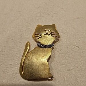 ULTRA CRAFT Vintage Kitty Gold Tone & Marcasite Brooch